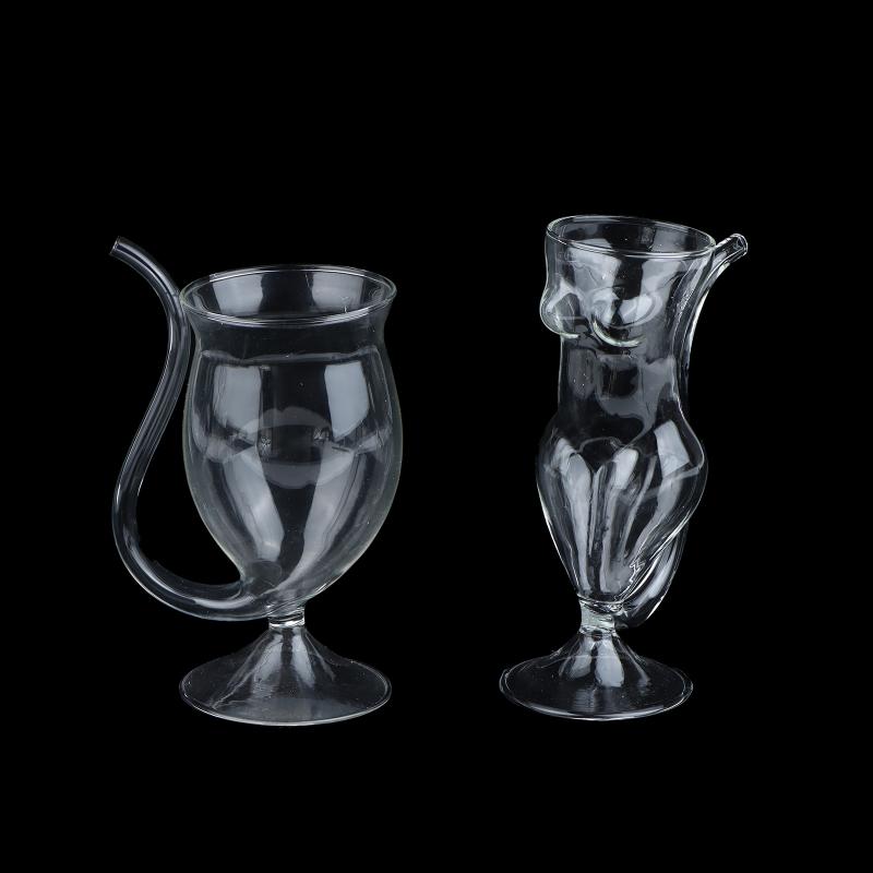 Borosilicate Glass Cocktail Cups With Built In Straw Transparent Design Perfect For Home Bar Parties Beverage Serving