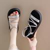 CRLAYDK Rome Sandals for Women Strap Beach Soft Leather Ladies Walking Slippers Elastic Band Summer Casual Travel Slides