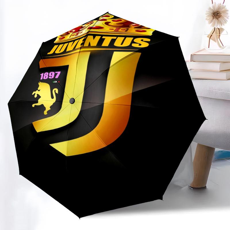 1pz Robusto Ombrello Automatico a 8 Stecche, Ombrello del Juventus Football Club, Stampato Digitalmente, Ombrello Pieghevole per Uso Esterno in Movimento