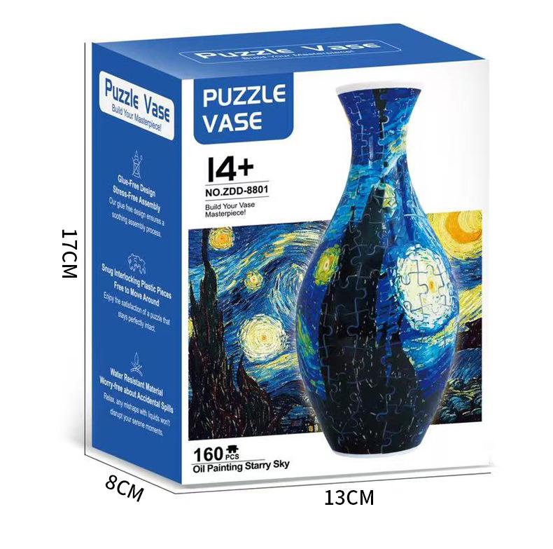 Blue & White Porcelain 3D Puzzle Vase: DIY Ornament & Flower Arrangement Toy for Kids