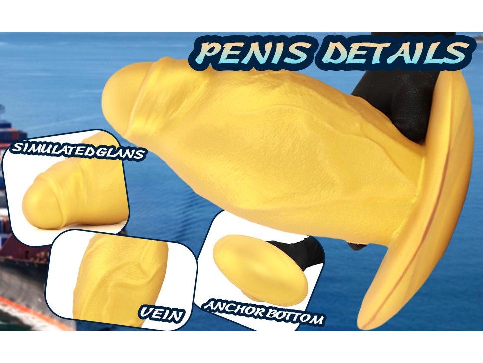 Goldener Flüssigsilikon Tragbarer Realistischer Dildo: Weicher, Großer, Outdoor Analplug für Männer & Frauen.