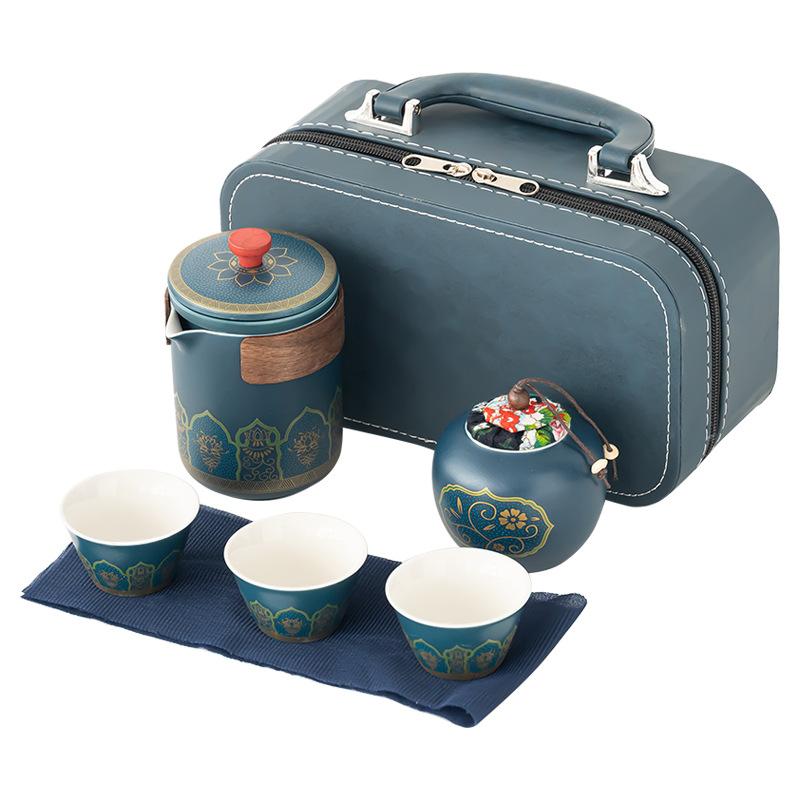 Kung Fu Tea Ware Company Annual Meeting Gifts Light Luxury Ancient Rhyme Travel Tea Set Car Outdoor Tea Set