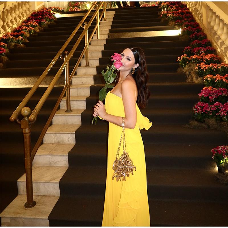 Seksowna Sukienka Długa Żółta Bez Ramiączek z Falbankami Kobiety Bez Rękawów Bez Pleców Długość do Podłogi Sukienki na Imprezę Sukienka Plażowa