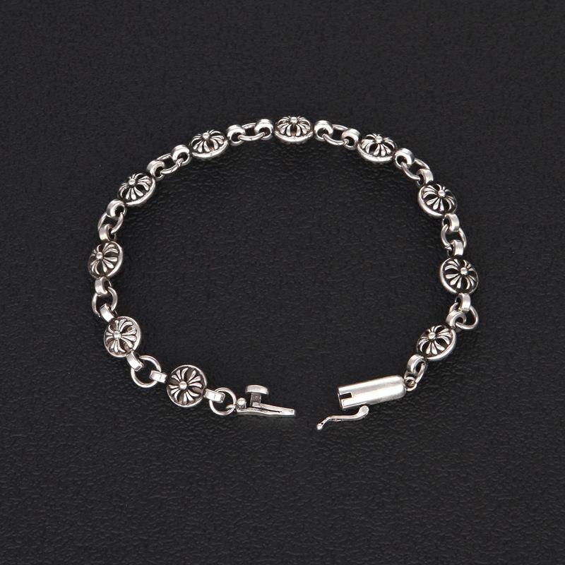 China Crossing Thai Silver Retro Switch Engraved Bracelet Personality Classic Hip Hop Punk Style Couple Hand Accessories