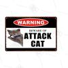 Pet Shop Warning Sign Beware of The Attack Cat Metal Sign Animals Tin Plate Pet Shop Wall Sticker Decoration Vintage Home Decor