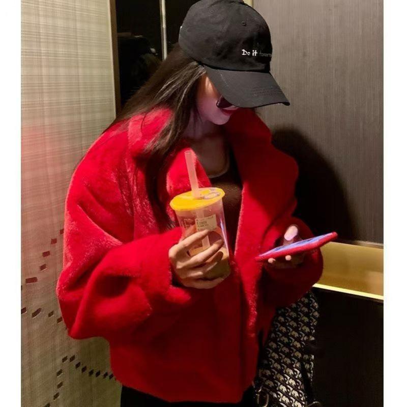 

Женская кожаная легкая роскошная новая верхняя одежда, персонализированная куртка с высокой талией, легкий мотоциклетный стиль, топ, зимняя одежда XL красный