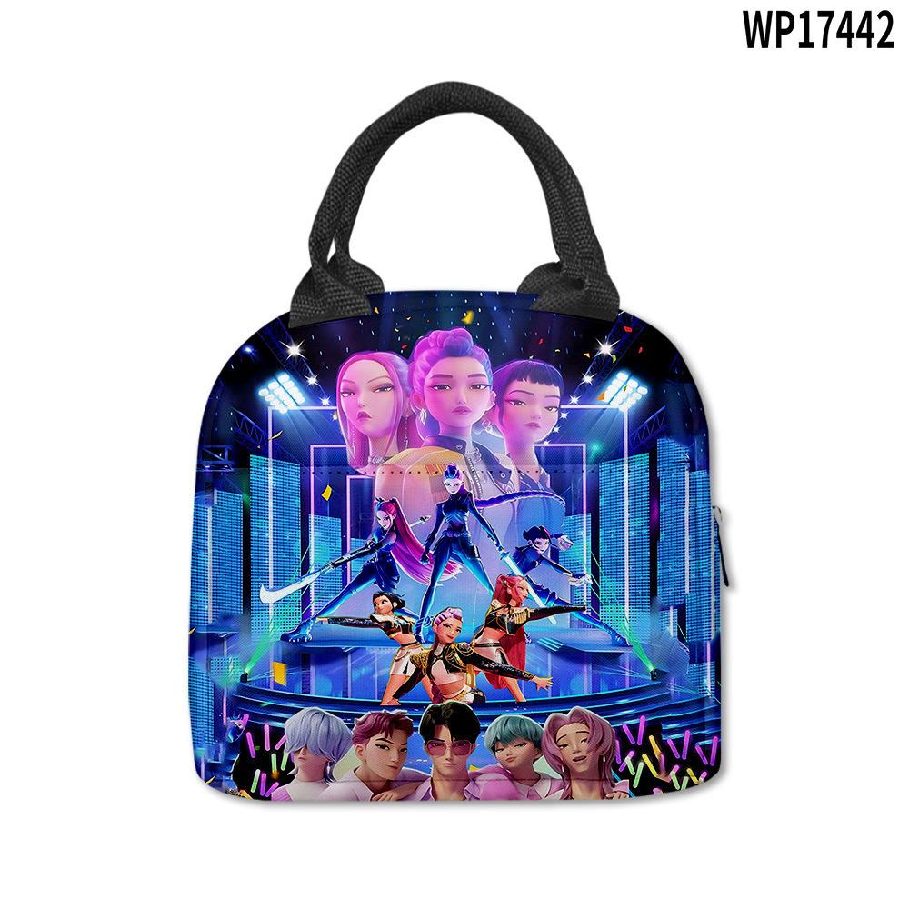 Demon Hunter Girl Group Peripheral Lunch Bag, Cartoon Printing Waterproof And Wear-Resistant, Student Office Worker Thermal Insulation Lunch Box Bag