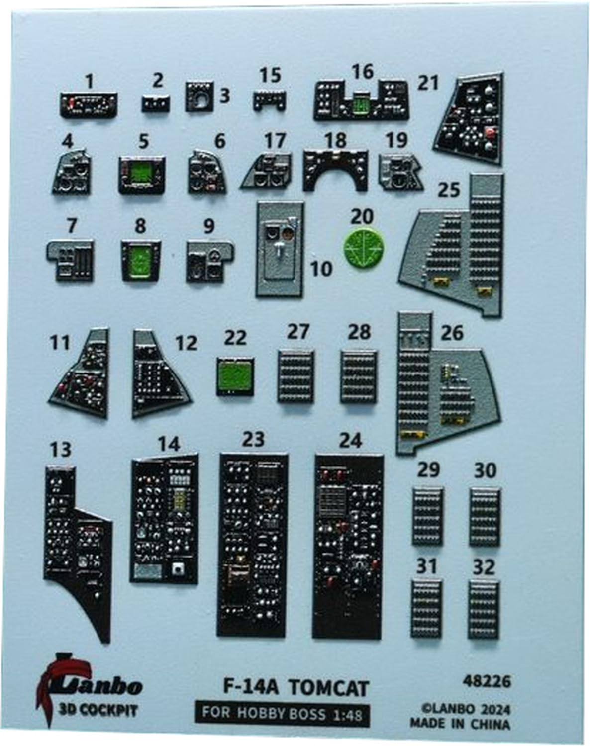 

Lambo Models 1/48 F-14A Interior 3D Decal (for Hobby Boss) Plastic Model Decal LNB48226 (Airplane)