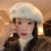 Women’s Hat Cute Bowknot Plush Beret - Winter's Versatile Painter Hat