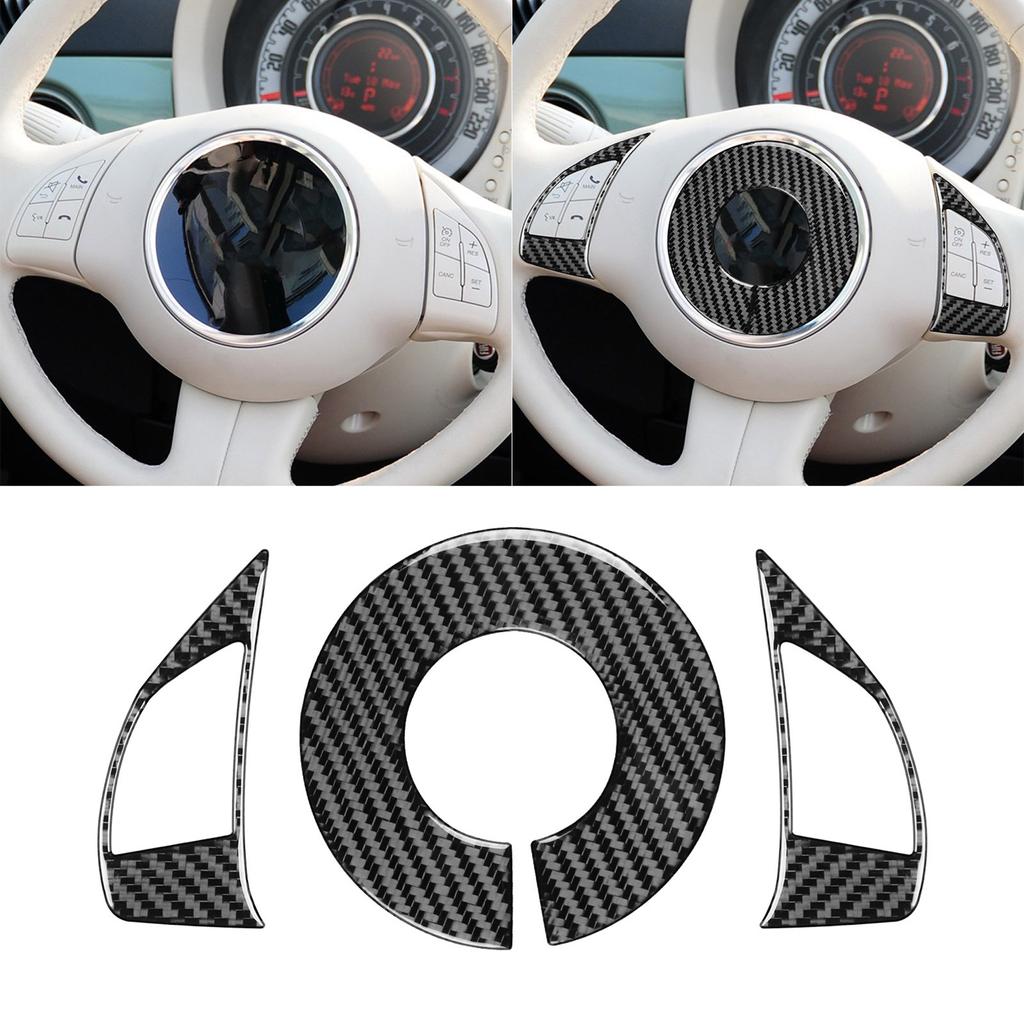 Stilvoller und funktionaler Carbonfaser-Lenkradaufkleber, passgenaue Carbon-Lenkradumrandung für Fiat 500 2012–2015