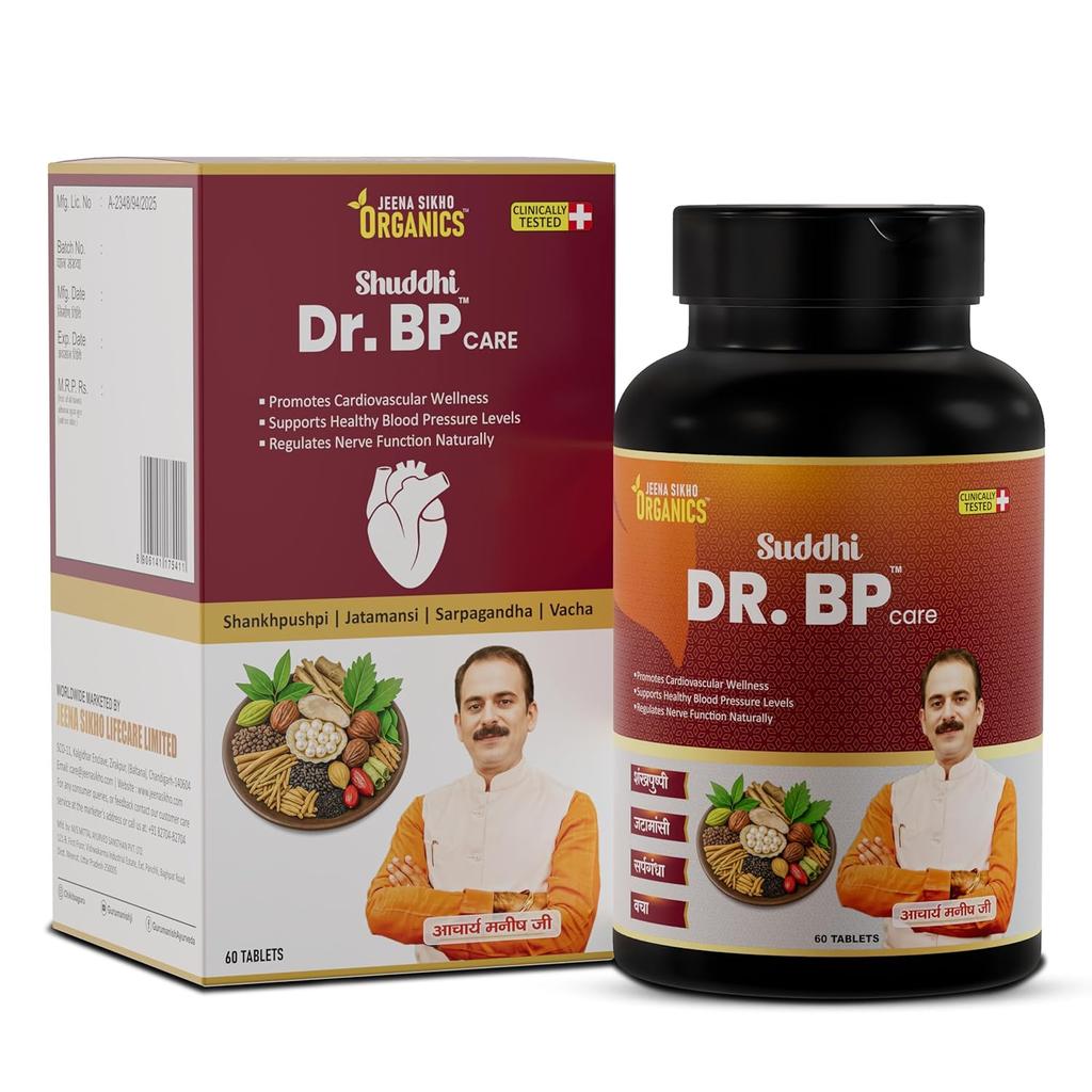 Jeena Sikho Organics Shuddhi Dr BP Care Compresse Erboristiche Ayurvediche per il Benessere 60 Compresse Confezione da 1 Supporto Cardiaco Plus