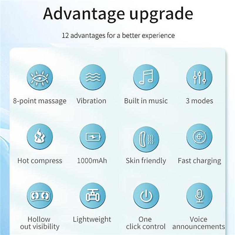 Electric Eye Massager Hot Compress Vibration Massage Bluetooth Music Relief Stress Fatigue Relax Eye Care Rhythmic Eye Massager