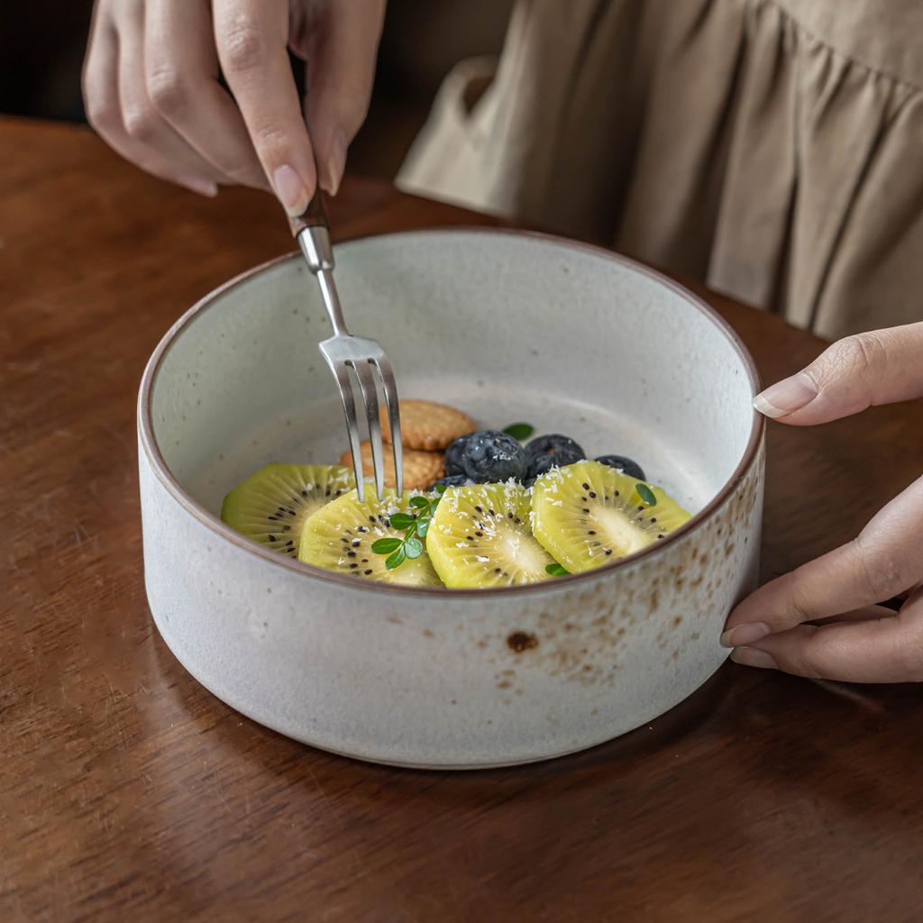 Salad Bowl Straight Bowl Household Ceramic Tableware Bowl Personal Rice Bowl Restaurant Hotel Japanese Noodle Bowl
