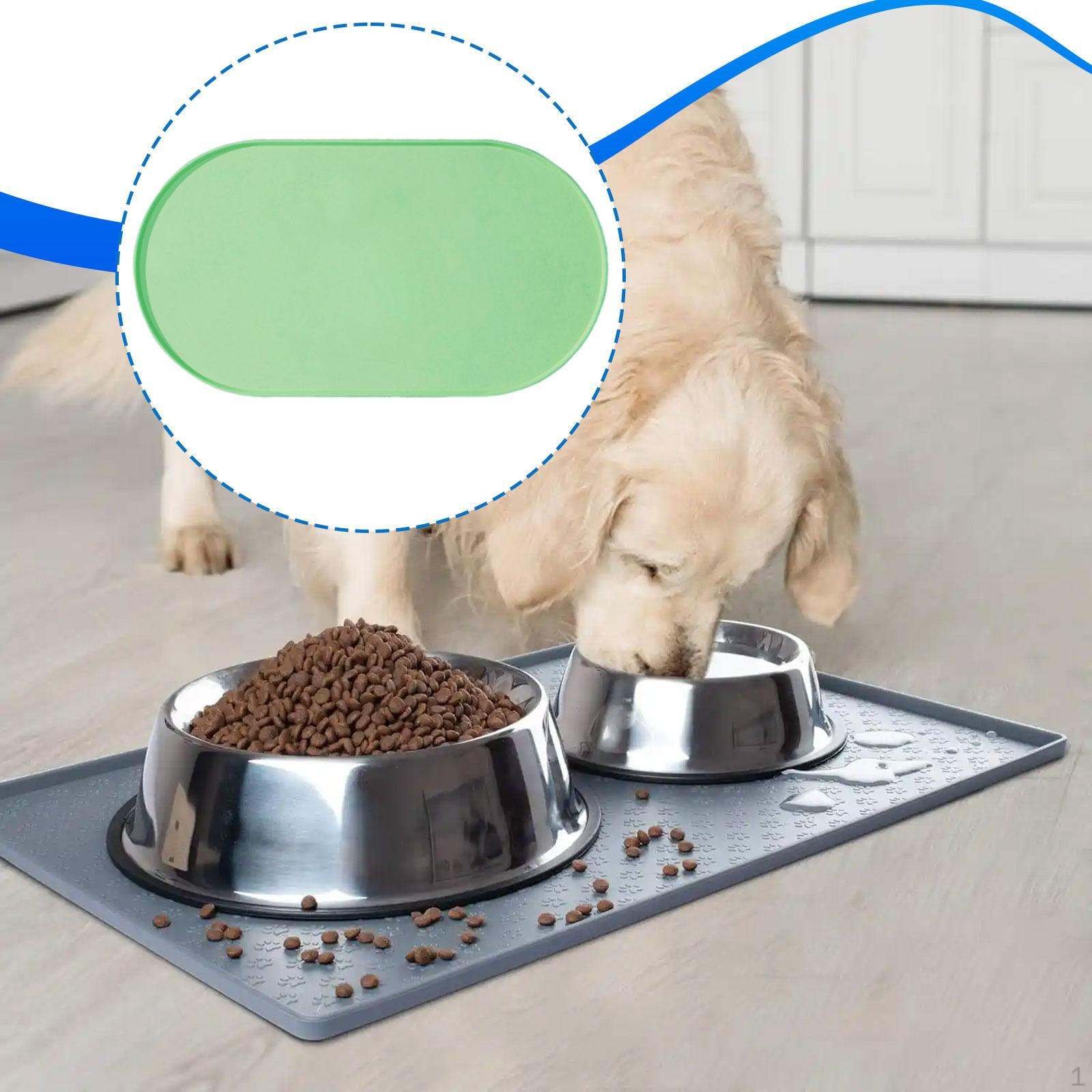 

Pet Feeding Dog Food Mat Anti Slip Dish Tray Replacement Protects Floor Non Spill Supplies Pad зелений
