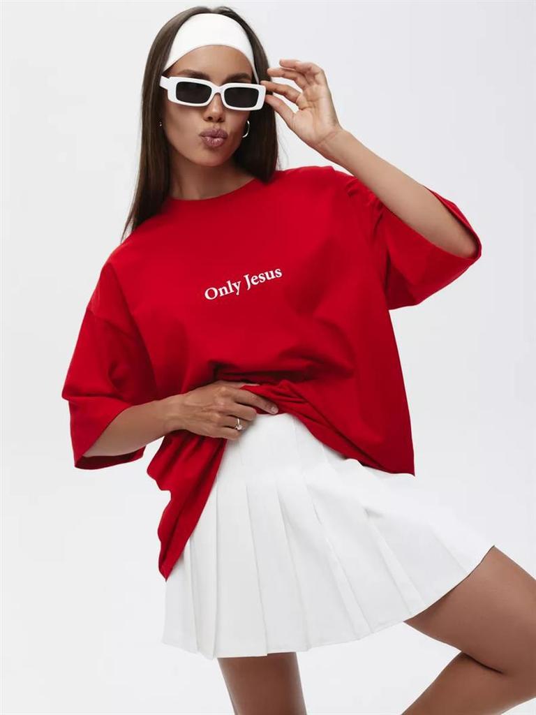 Versatile 100% Cotton Oversized T-Shirt with Simple Print, Short Sleeve, Heavy Duty, Casual Summer Top