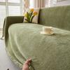 High Quality Waterproof Chenille Sofa Cover Cloth Green Striped Sofa Cushion Four Season Universal 3  Seat All Inclusive Blanket