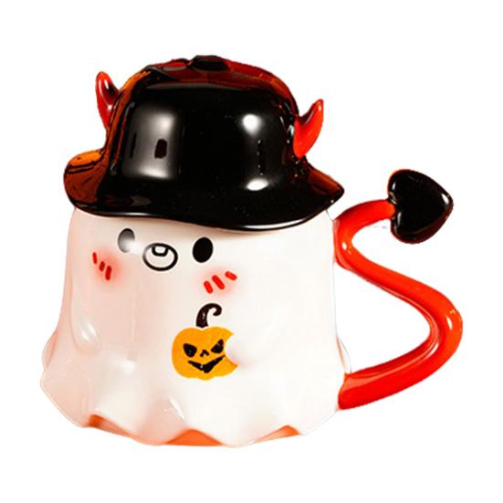 Halloween Coffee Mug Ghost Wearing Hat Shape Ceramic Cup Dishwasher Safe Festive Mug Seasonal Decoration Gift