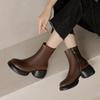 Krazing Pot Microfiber Winter Round High Heels Western Boots Women Zipper Size 43 Street Wear Platform Ankle Boots