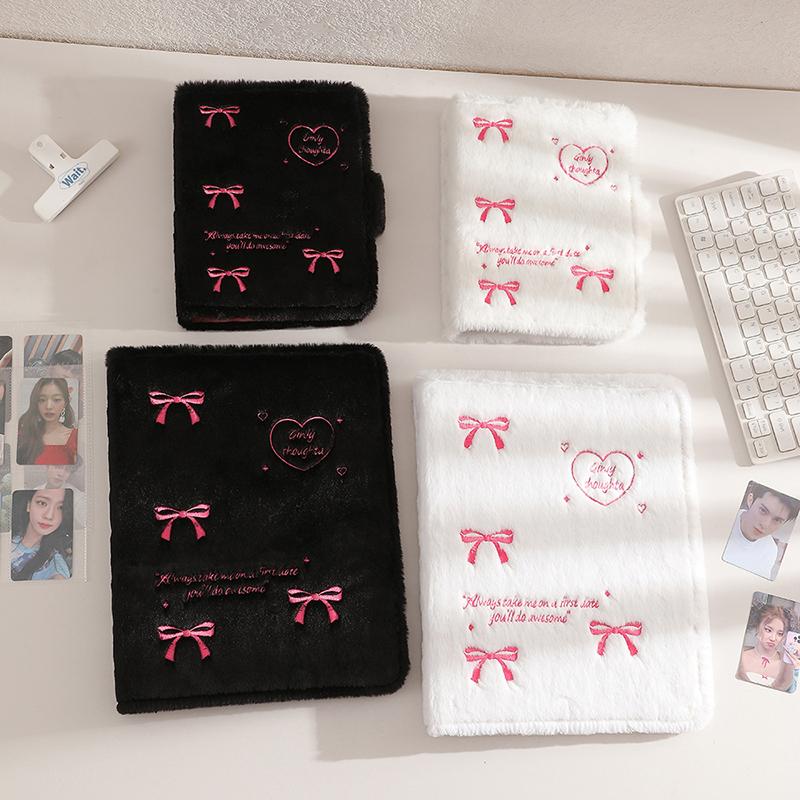 A4/A5 3 Inch Small Card Storage Bowknot Plush Photo Album Binder Photocard Collection Books Loose-Leaf Photocard Holder