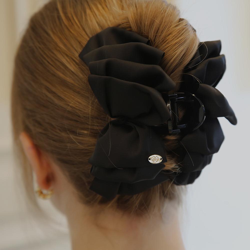 Dieuamour Satin Double Ribbon Hair Clip Claw Pin