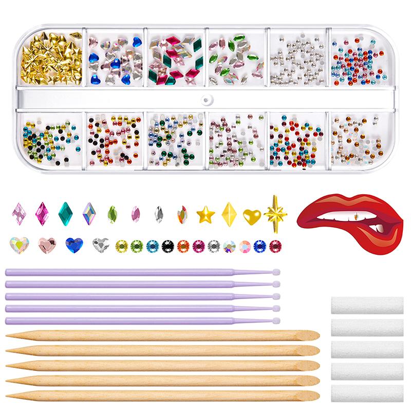 New 1Set Dental Tooth Gems Crystal Diamond Ornament Diy Tools Various Shapes Color Teeth Jewelry Denture Jewelry Decoration