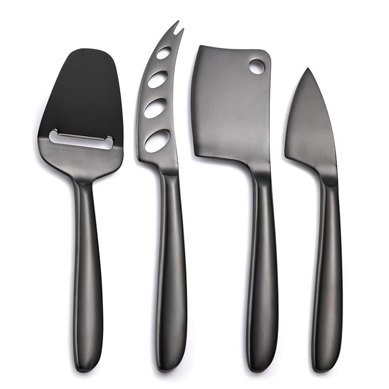 4pcs Stainless Steel Cheese Knife Cheese Spreader set Multi-purpose Pronged Knife Butter knife Pizza cutter Kitchen Baking tools чёрный