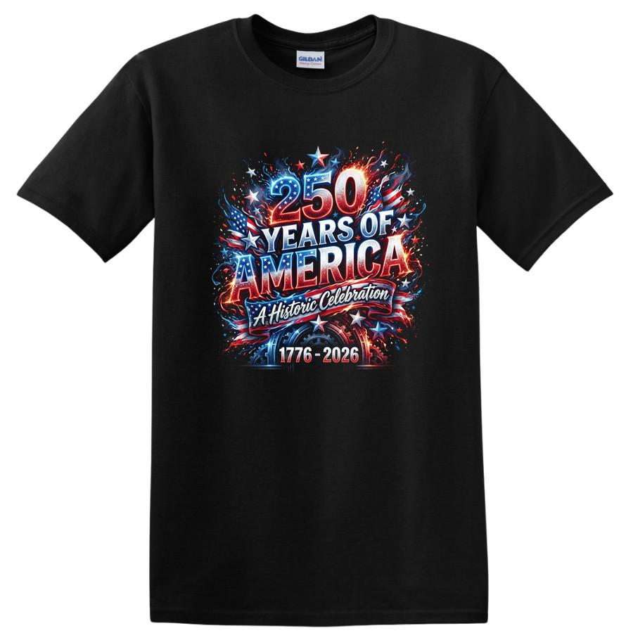 250 Years of America Tee Historic Celebration 1776-2026 T Shirt Patriotic Design XL