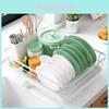 Modern Minimalist Water Drainage Dish Rack With Divided Storage For Kitchen Countertop Use