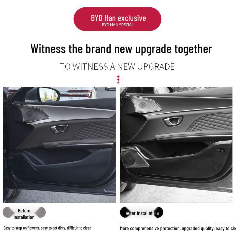 BYD Car Door Kick Mats: Scratch-Proof Interior Decorations for Tang, Song, Han, Dolphin, Seal, Yuan, and Qin Plus Models.