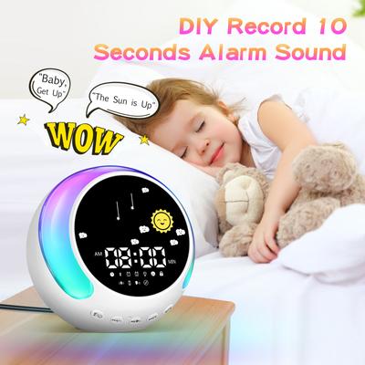 Despertador infantil, presente de feriado, alto-falante Bluetooth, luz noturna sensível ao toque, luz de despertar RGB