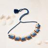 Fabric Wood Square Choker Necklace Geometric Box Chain Sustainable Jewelry