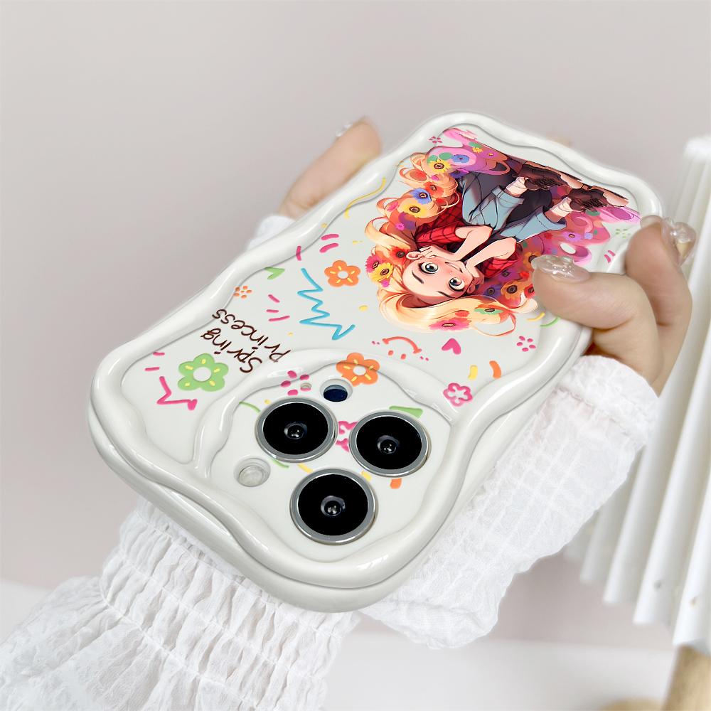 Cartoon Pattern Cream Texture Case Wavy Edge Mykt Silikondeksel Telefonveske til IPhone Samsung Huawei Honor Xiaomi Redmi Infinix Tecno