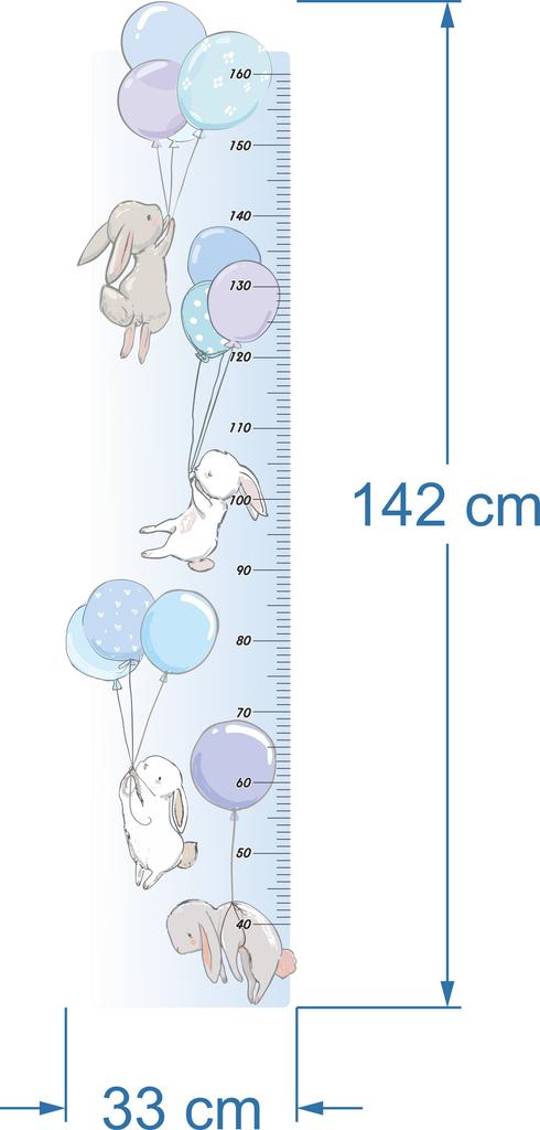 Height Measure Sticker - Blue Bunnies