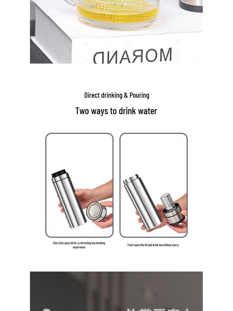 New 316 Stainless Steel Insulated Cup with Quick-Open Lid and Tea Separator