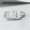 Birnenförmiger Tropfen S925 Silber Weißer Diamantring in Krappenfassung - Klassisch & Modisch