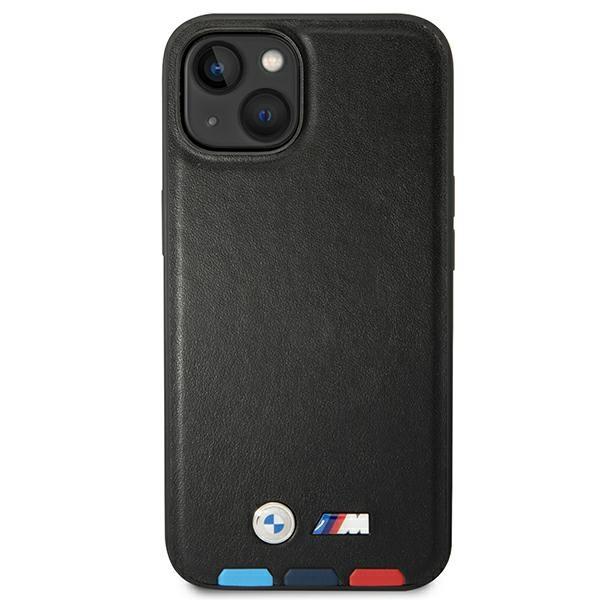 Bmw Case Bmhmp14M22Ptdk Iphone 14 Plus / 15 Plus 6,7 Black/Black Leather Stamp Tricolor Magsafe