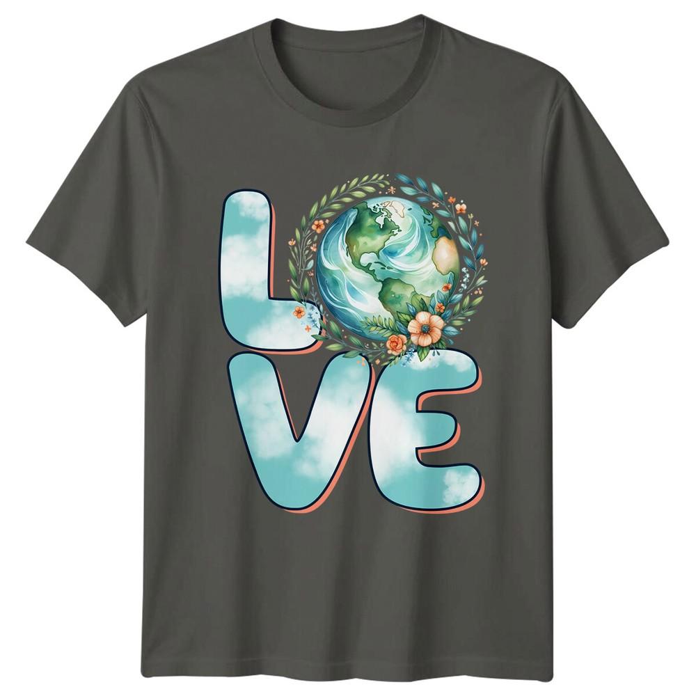 Love Earth Day Floral Globe Graphic TShirt a S