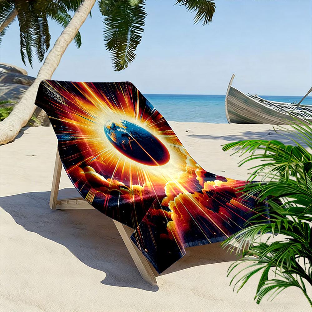 Radiant Cosmic Brilliance Print Beach Towel, Quick Drying, Suitable for Travel, Outdoor Sports, Jogging, the Beach and Swimming, Gift