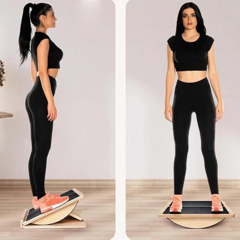Regulable Wood Balance Board with 4 Level Folding Wood Incline Board for Leg Muscle Strengthening