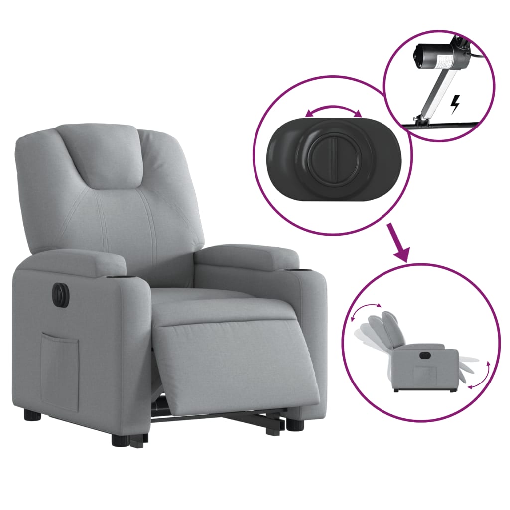 Vidaxl Lift-Up Massage Chair, Electric, Reclining, Light Gray