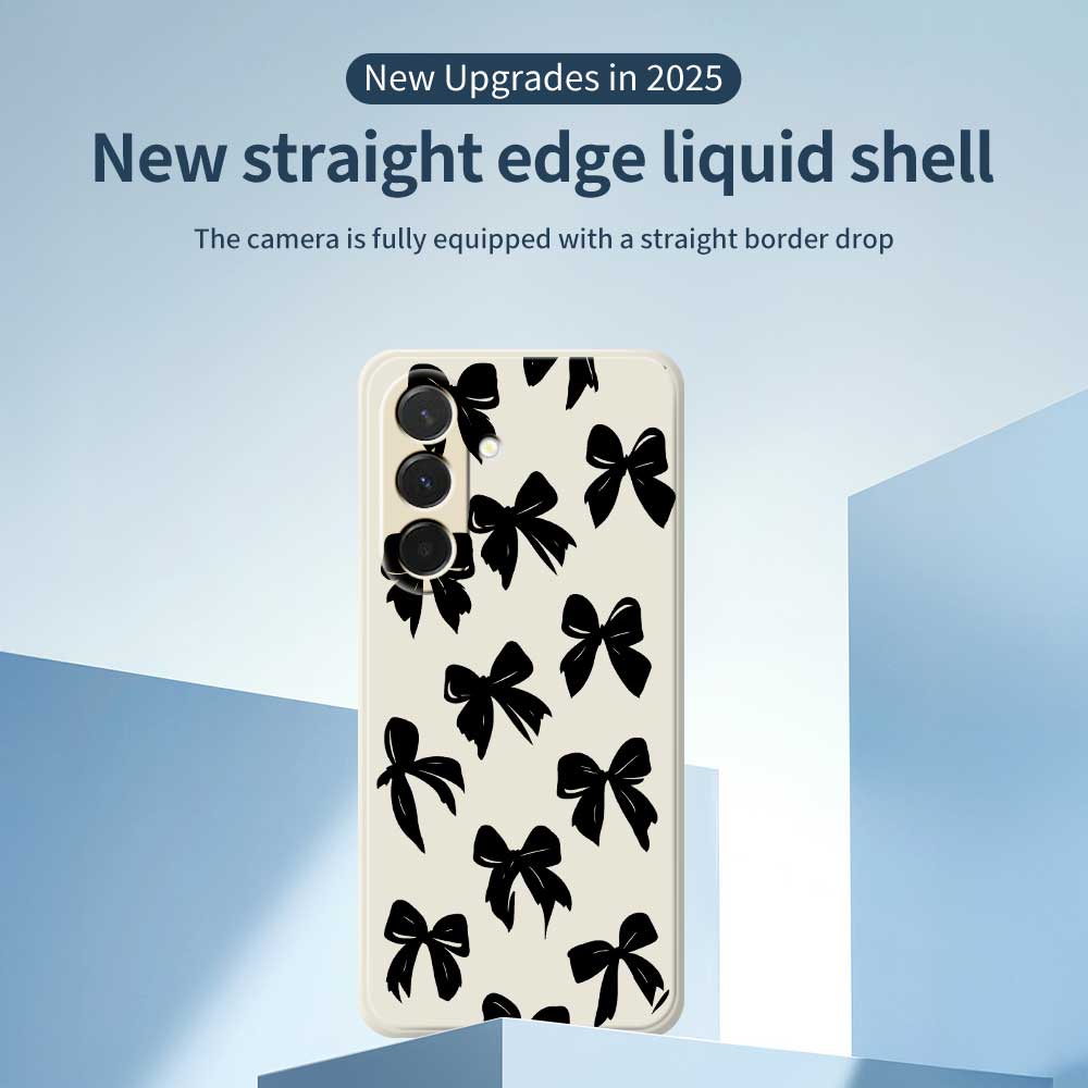 For Samsung Galaxy A36 5G Case Black Bow Pattern Printing Straight Edge TPU Phone Back Cover