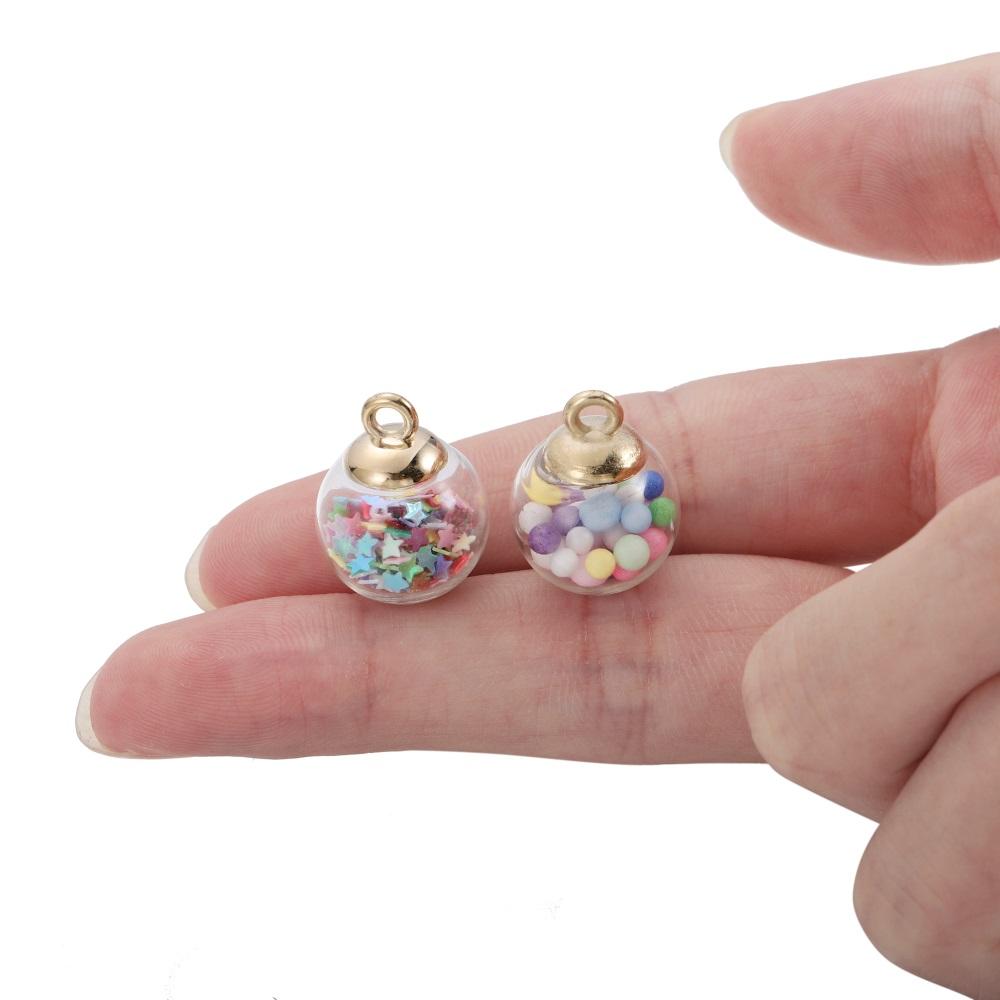 10pcs/lot 16mm Transparent Glass Ball Star Beads Sequins Charms Pendant For Bracelet Necklace DIY Jewelry Making Accessories