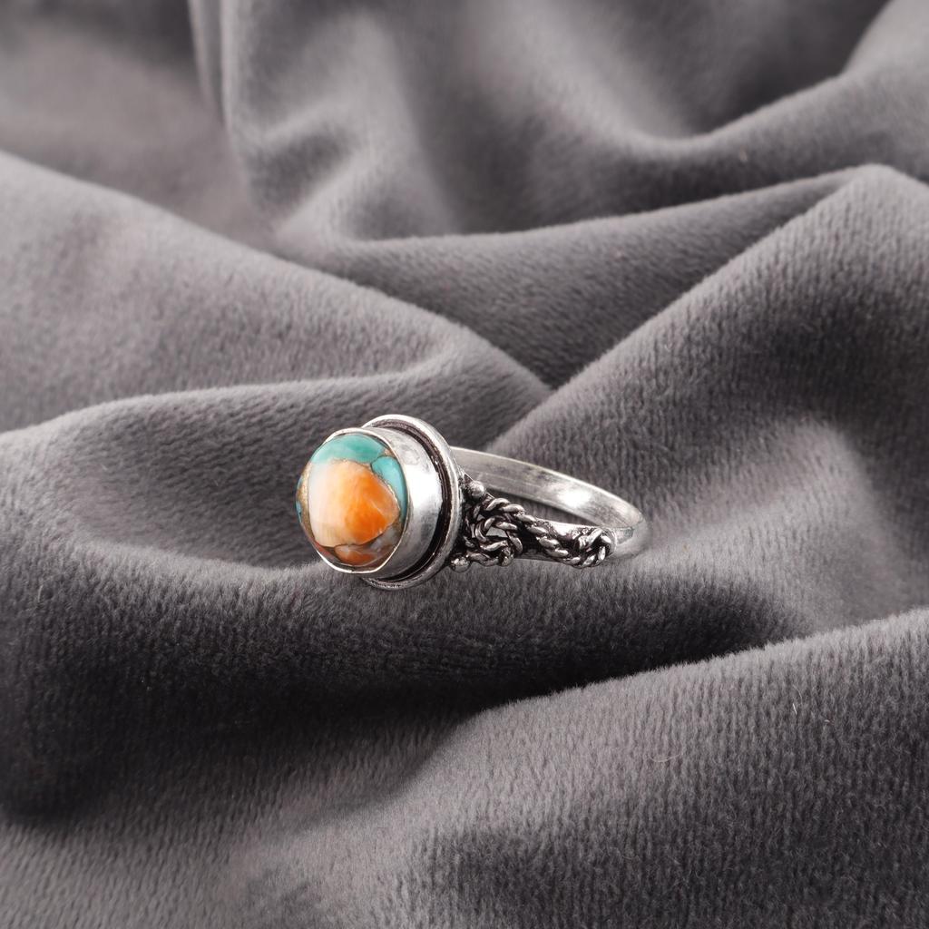 Spiny Oyster Handmade Gemstone Ring, 925 Solid Sterling Silver Ring Designer Jewelry, For Anniversary Gift