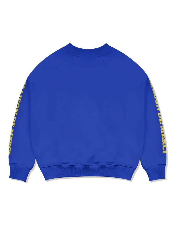 LA MAISON STUDIO Women'S Crop Flare Tropical University Heavy Terry Sweatshirt Blue (Fcd3Ts713W)