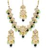 Women Gold Plated Square Shape Womens Green Beads Choker Necklace Set