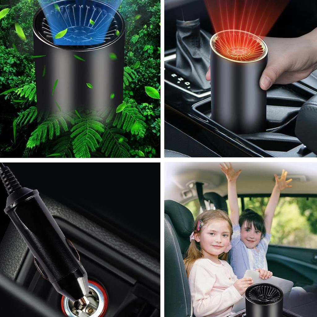 12V Portable Car Heater & Cooling Plugs Into Cigarette Lighter, Defroster for Car Windshield Heating Fast Heating Defrost Defogger with Suction