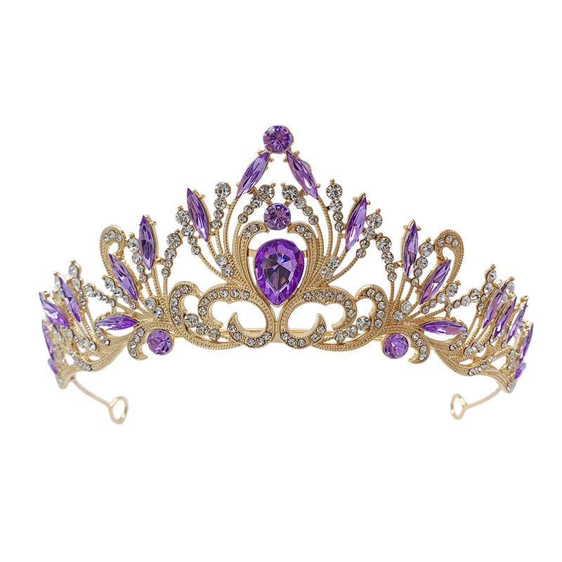 Europäische und amerikanische Brautkrone Strass Kopfschmuck Barock Schwarz Retro Schlicht und Elegant Schönheitswettbewerb Krone Hochzeitsaccessoires
