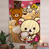 Rilakkuma  Korilakkuma Scooter Tapestry  Cute Pink Wall Hanging with SanX Characters Ideal for Cozy Bedroom  Kawaii Decor