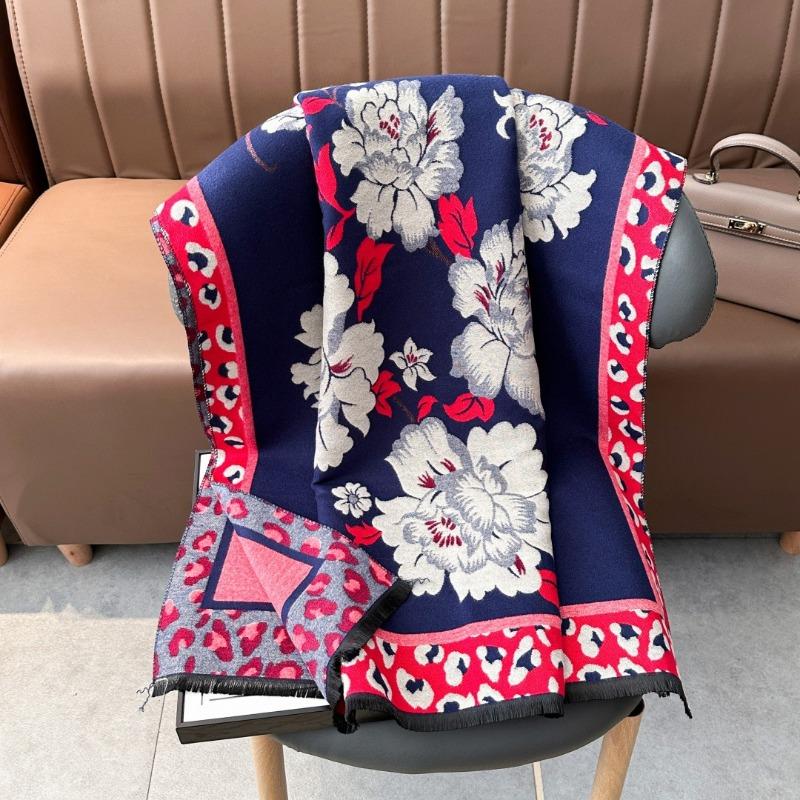 Retro Jacquard Scarf Girl Mother Gift Autumn and Winter Imitation Cashmere Warm Thickened Versatile Scarf Shawl Dual-purpose