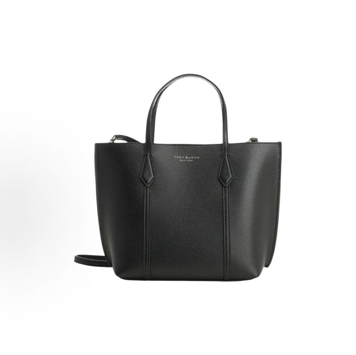 

Tory Burch Perry Logo Engraved Pebbled Leather Tote Bag Women Tote Black 174234-001 Basic Set (Bag+Dust Bag)